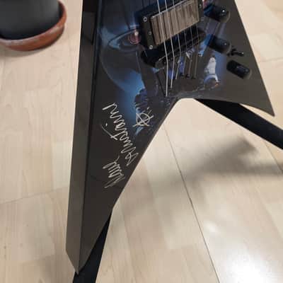 Dean Dave Mustaine Signature Flying King V VMNT Artist Owned, Signed and Tour Stage Played By Dave! USA Custom Shop Black Megadeth Terminated Graphic Artwork - Post Malone GQ Interest Pre-Gibson era image 18