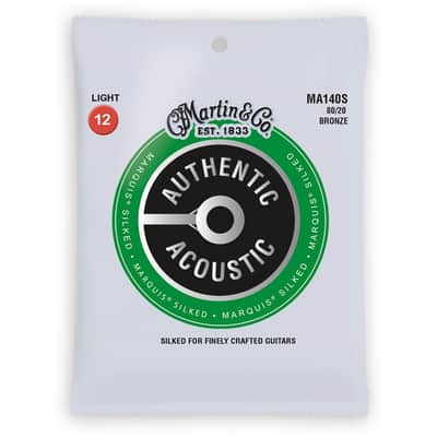 Martin MA140S Authentic Acoustic Marquis Silked 80/20 Bronze Acoustic Guitar Strings - Light (.12 - .54)