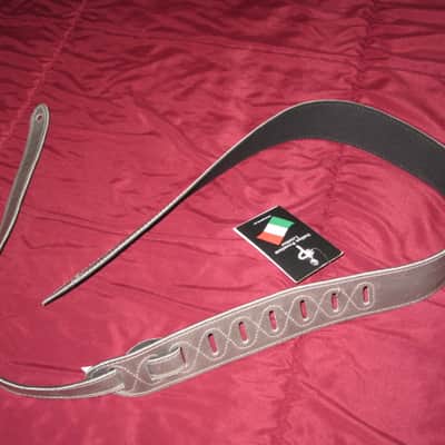 new with tags very near A+ Perri’s Leathers Ltd BM2-NKL 2" Soft Italian Premium Leather Nickel (light gray) / Suede Black Guitar Strap - main side is Nickel Leather / other side is Black Suede (can be reversed) - adjustable length of 35" to about 50" image 9