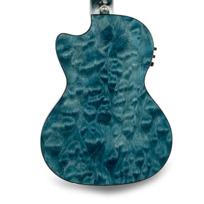 Lanikai QM-BLCET Tenor Electro-Cutaway Quilted Maple (Blue Stain) Ukulele with Styro Case image 2