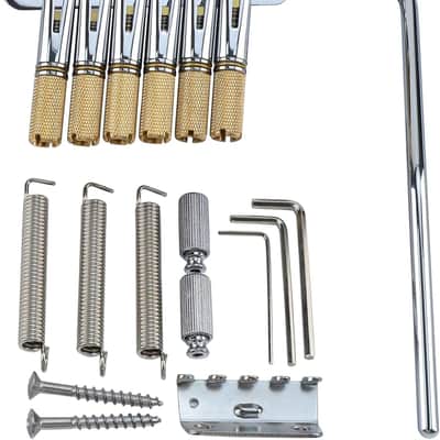 10.5mm Headless Electric Guitar Bridge Chrome Brass Block Saddle Hardened Steel Plate 2 point tremolo bridge for Fanned-fret 6 String Headless Electric Guitar Replacement parts image 1