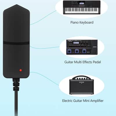 9V DC Power Supply Adapter for Casio Zoom Guitar Multi Effects Pedal Keyboard AD-5 AD-5MU AD-5MR WK-110 WK-200 LK-100 LK-220 AC/DC 9V Guitar Pedal Power Supply Charger, Center Negative image 3