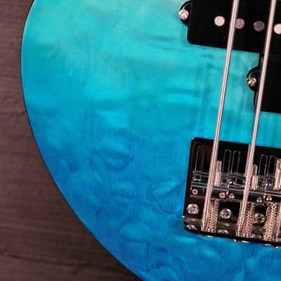 Flight Mini Bass TBL Trans-Blue Solidbody Electric Bass image 9