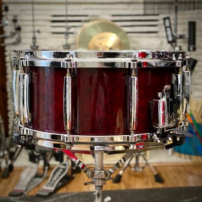 Pearl 6.5x14 Masters Custom Maple Snare Drum - Wine Red - 1990s image 3