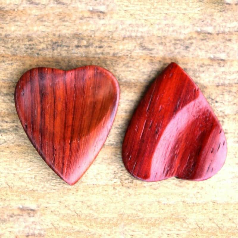 Padauk Wood Heart Shaped Guitar Pick - Handmade Natural Specialty Exotic Luxury Plectrum - 3 Pack image 1