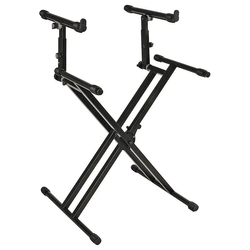 Quik-Lok QL-742 Double Tier Double Braced Keyboard Stand image 1