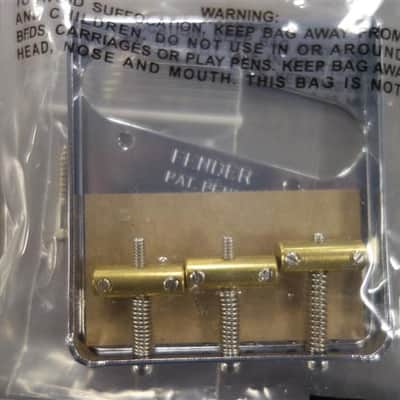 Fender 3-Saddle American Vintage Telecaster Bridge Assembly with Brass Saddles (Chrome) image 2