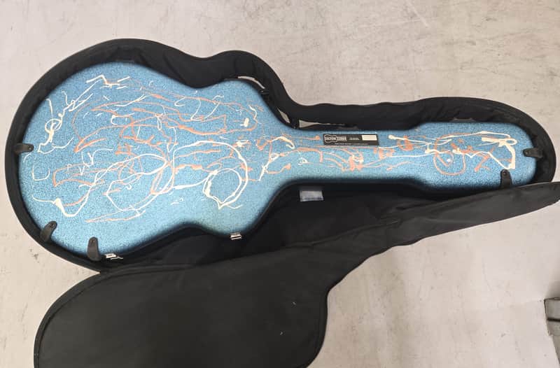 Calton Cases Acoustic or Archtop (16") V2 - Custom Turquoise Splatter w/case cover image 1