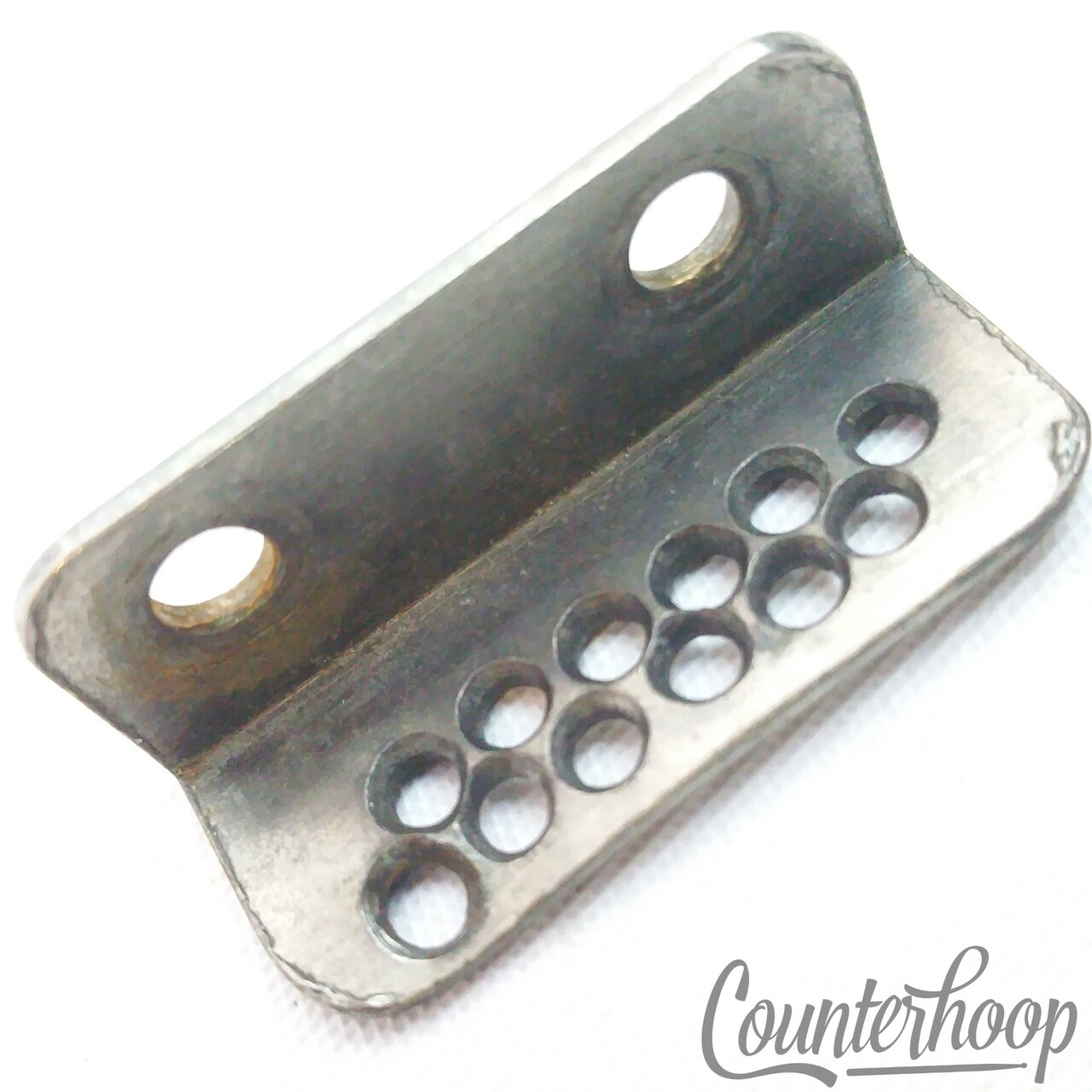 Ludwig/Leedy Snare Drum Butt Plate Wire Holes Vintage1910s Nickel 1st Generation — main photograph