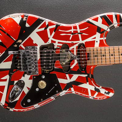 EVH Striped Series Frankenstein Frankie - Red w/Black and White Stripes image 1