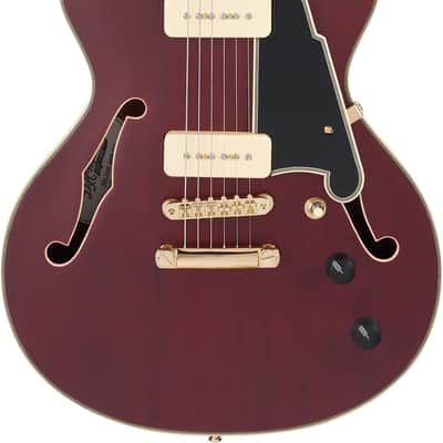 D'Angelico Deluxe Mini DC Semi-hollowbody Electric Guitar - Satin Trans Wine image 4