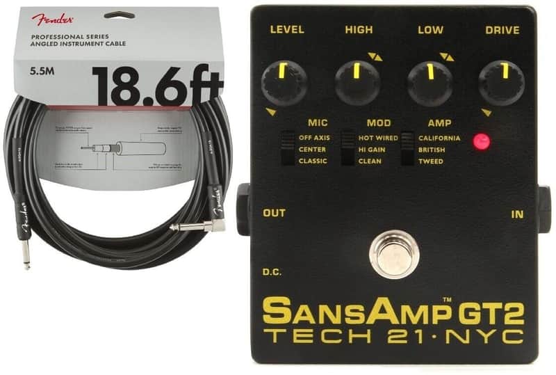 Tech 21 NYC Sansamp GT2 Preamp Stomp Box Record Direct 100% Analog Circuitry ( FENDER 18FT CABLE ) Bild 1