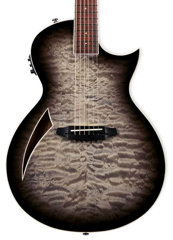 ESP LTD TL-6 Acoustic Electric Guitar. Quilted Maple Charcoal Burst image 1