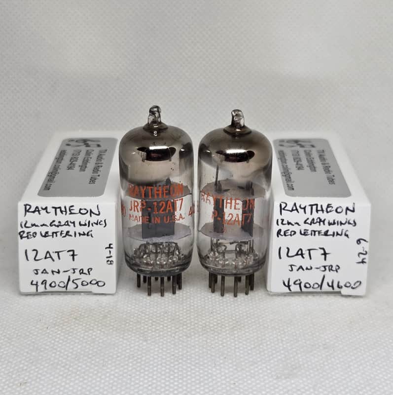 Raytheon JAN CRP 12AT7 Gray Plate Well Matched (8.0%) Pair NOS ECC81 image 1