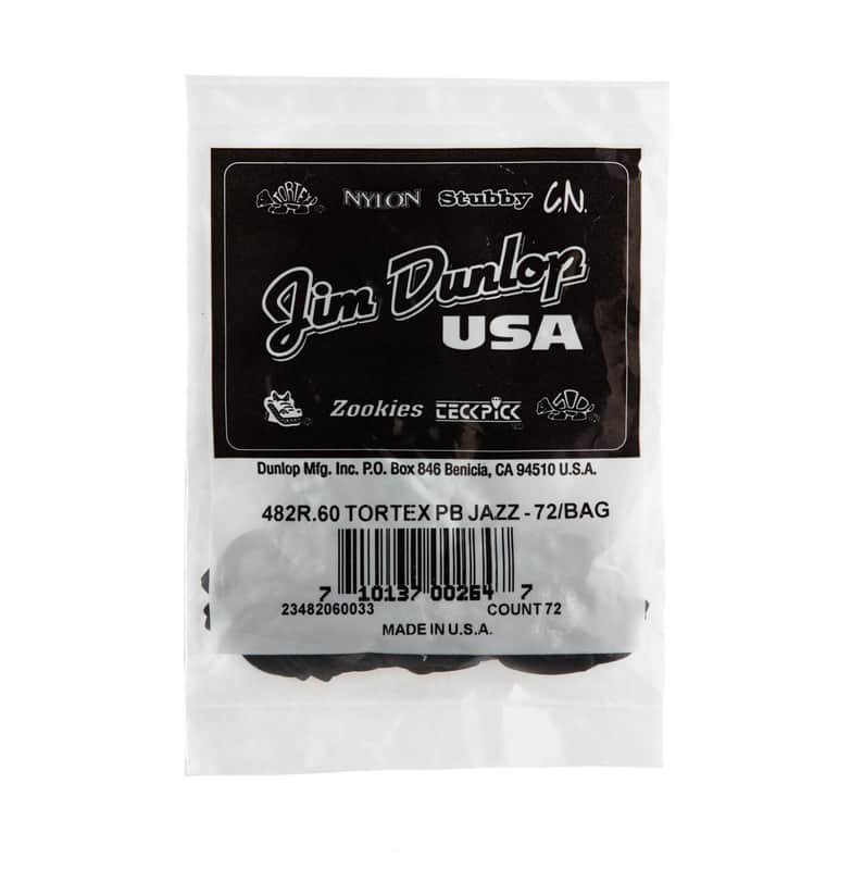 Dunlop 482R.60 Tortex® Pitch Black Jazz III Guitar Picks 72 Picks image 1