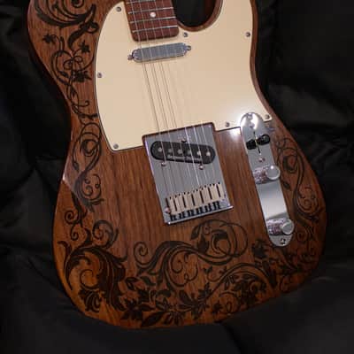 Custom T-Style Floral-carved Walnut, with case, roasted maple neck, Fender hardware, Seymour Duncan pickups 2025 - Gloss (Tru-Oil) image 4