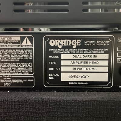 Orange Dual Dark 50 2-Channel 50-Watt Guitar Amp Head 2014 - 2023 - Black image 3