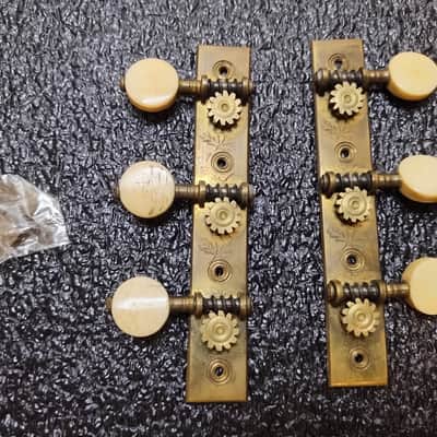 Vintage 1800's Gold/Brass Engraved Strip Tuners - 3/Side - Very Rare! image 1
