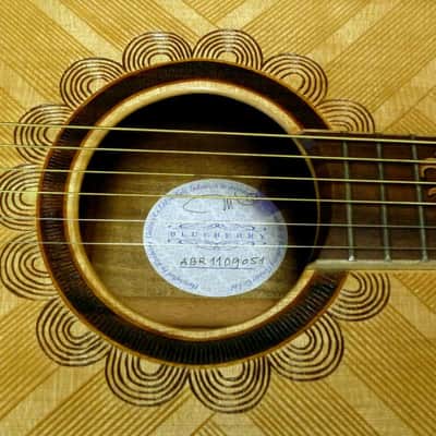 Blueberry Handmade Baritone Acoustic Guitar Dragon Motif image 8