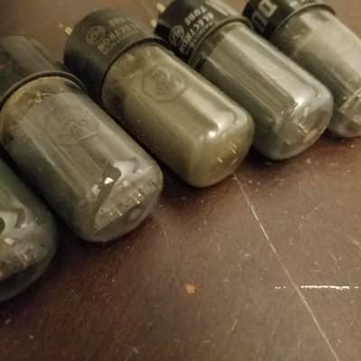RCA Matched Pair (2) 6V6GT AT1000 TESTED Vacuum Tubes greyglass black plate Beam Power 6V6 1945-1958 image 3