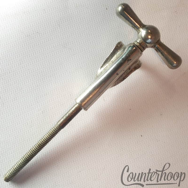 *Leedy 1x Bowtie Tension T-Rod+Claw Vintage 30s Nickel Bass Drum Faucet Set USA* image 1
