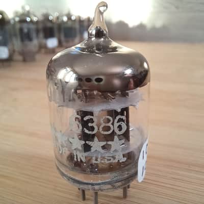 Extremely rare US made NOS GE General Electric 6386 BLACK PLATE SQUARE GETTER TRIPLE MICA 5 STARS white label version ! for FAIRCHILD 660 670, Gates, Collins, STA level etc image 3