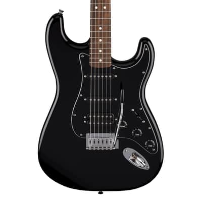 Used Fender Standard Stratocaster Electric Guitar HSS - Black w/Laurel FB image 1