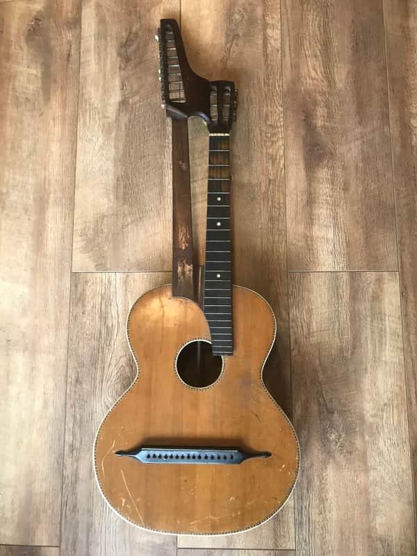 Harp Guitar Antique RARE Harp Guitar 1920s Brown image 1