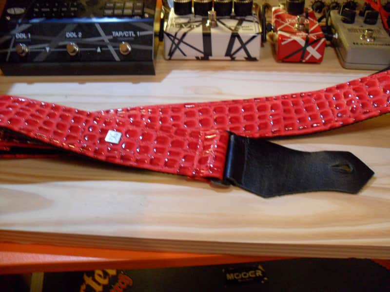 Get'm Get'm Aussie Gator Dragon Red Guitar and Bass Straps 2" - Aussie Gator Dragon Red image 1