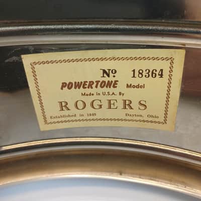 *Rogers 60s COB Dayton Powertone Snare Drum 5x14"Chrome Brass Script Vintage* imagen 12