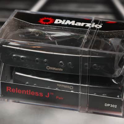 Dimarzio DP302GB Relentless J Bass Pickup Pair, Gloss Black Metal Set