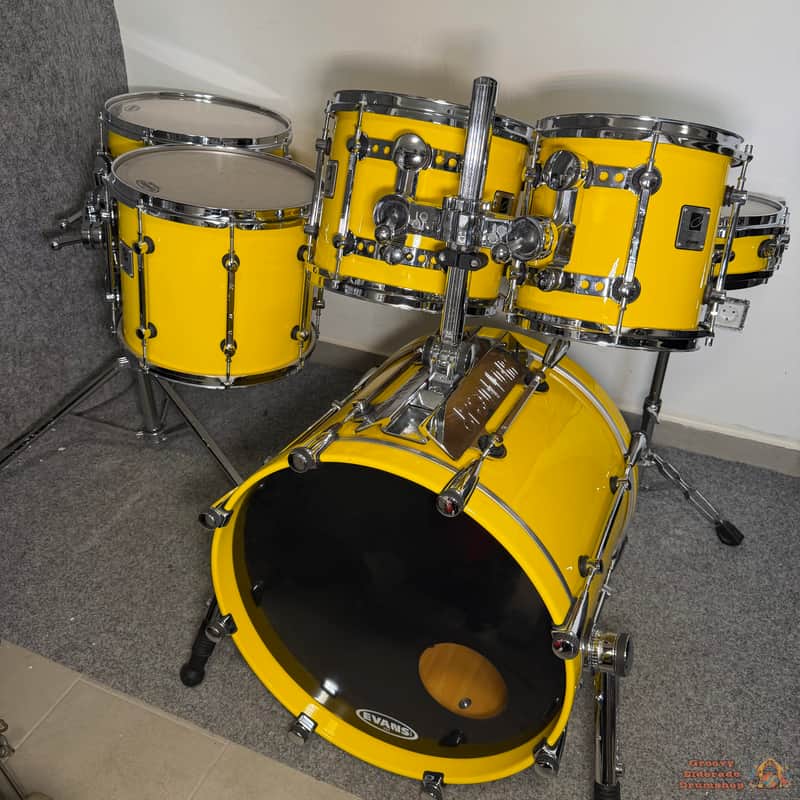RARE! Sonor Designer Maple Light 20,10,12,14,15 + 14x4 Drum Kit - Yellow image 1