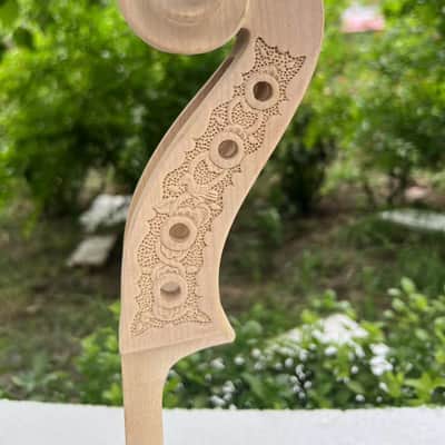 Hand-Carved High quality 4/4 Cello Neck 4 string Maple wood Cello parts image 3