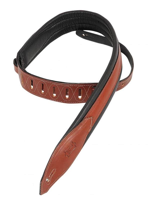 Levy's Guitar Strap, MSS80-BRN, 2' Carving Leather w/ Foam Padding, Brown image 1