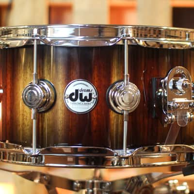 DW 6.5x14 Collector's Maple Purplecore Candy Black Burst over Candy Stripe Padauk Snare Drum - SO#1444622 image 2