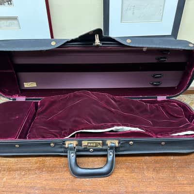 J. Copland 'Oxford' American Made 4/4 Oblong Violin Case - Black/Burgundy image 2