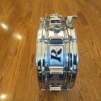 Rogers Vintage Dynasonic chrome over brass snare drum 1970s with snare rail - excellent image 5