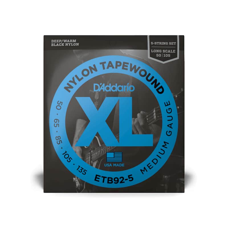 D'Addario ETB92-5 Medium Scale 50-135 5-String Tapewound Electric Bass Strings image 1