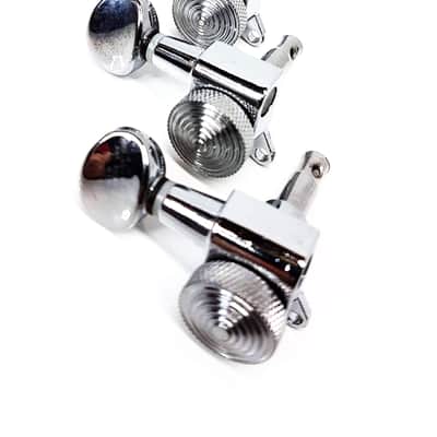 Brio Right Handed 6 In Line Guitar Locking Tuners Oval Chrome image 7