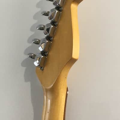 Fender Strat Left Handed Lefty Amber Finish Rock Maple Neck Stratocaster Vintage 1995 Reverse Bone Nut image 8