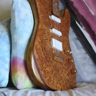 420 Guitars Strat Style  Natural Maple Burl image 3