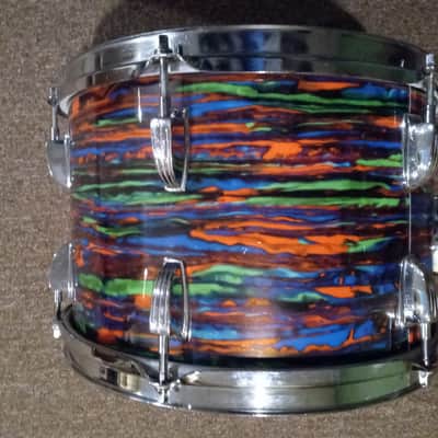 Ludwig 8X12 TOM LATE 70'S OR EARLY 80'S - PSYCHEDELIC RED WRAP image 4