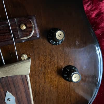 c.late 1960s Aria/Univox Matsumoku EB-1 Style Scroll Bass MIJ Vintage Bass Very Rare Bass “Brown” image 8
