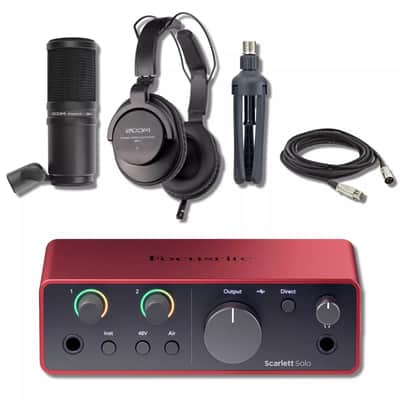 Focusrite Scarlett Solo 4th Gen USB-C Audio Interface + ZDM-1 Podcast Mic Pack image 1
