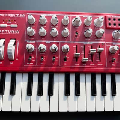 Arturia MicroBrute Red Analog Synthesizer – Rare Red Edition – Box, PSU, Manuals & Patch Sheets image 1