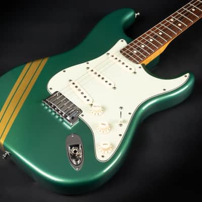 2012 Fender Custom Shop Custom Deluxe Stratocaster - Sherwood Green with Gold Racing Stripes | COA OHSC image 7