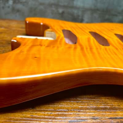 Warmtone CG SSS Strat Style Guitar Body Flamed Maple “Sun” 4.7lbs image 7