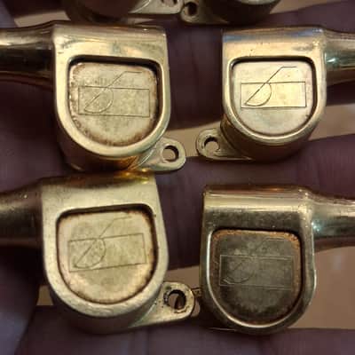 0vation Schaller Tuner set M6 w/ Guitar Logo 3x3 70s - Gold image 3