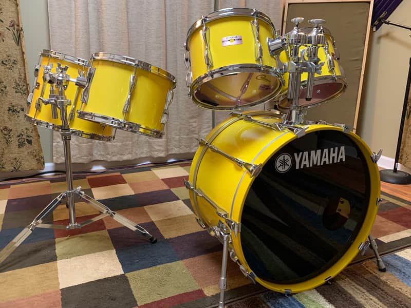 RARE Vintage Yamaha Recording Custom Birch pre-Yess 1983 Mellow (Canary) Yellow Drum Kit Set Gadd Sizes! image 1