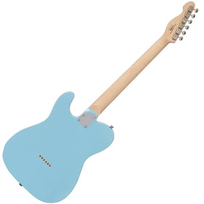 Vintage ReIssued Series V72LB Tele Style Semi-Hollow Body Guitar - Laguna Blue image 5